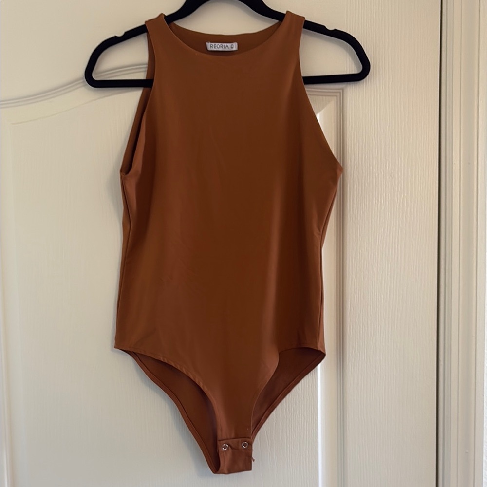 ReoRia Women's Rust Highneck Bodysuit